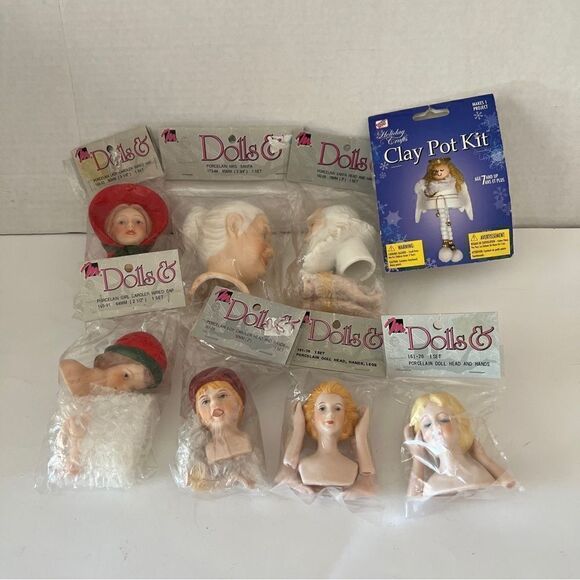 Lot of 8 Vintage Mangelsen’s Porcelain Doll Heads New - Picture 1 of 7